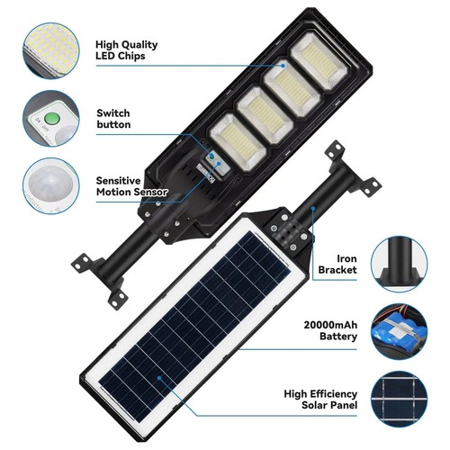 180W Solar Street Lights 18000 Lumens 9500K Solar LED Street Lights - Picture 2 of 7