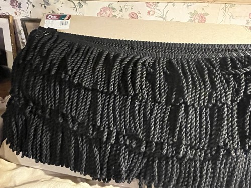 6” Bullion Fringe Black Conso Cotton/Acetate Knit 4 1/2 Yards