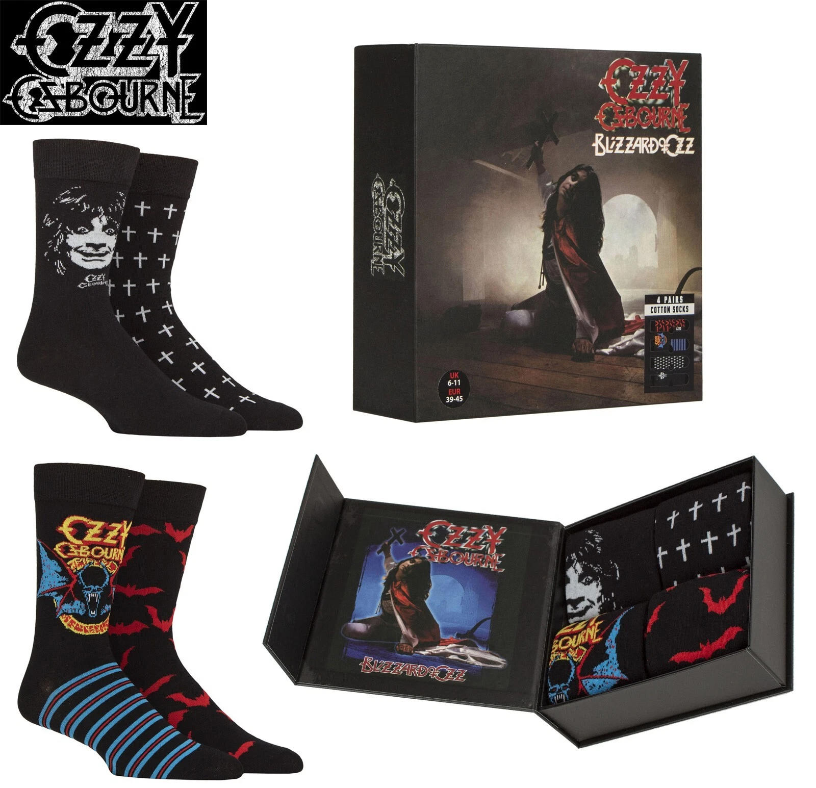 Ozzy Osbourne 'Blizzard of Ozz' Music Gift Boxed Cotton Socks 4 Pairs 6-11 12-14
Opens in a new wind