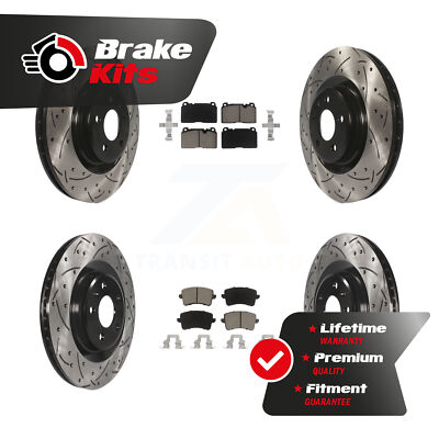 Front Rear Drill Slot Brake Rotor Ceramic Pad Kit For 2013-2017 Audi Q5 3.0L GAS