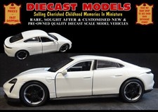 WHITE PORSCHE TAYCAN TURBO S STUNNING 1:43 SCALE DIECAST MODEL CAR; NEW IN BOX