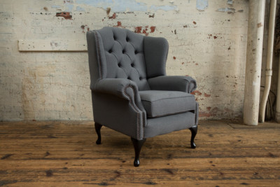 Dunelm Grey Dunelm Winged Chairs Oswald Window Pane Check Wingback