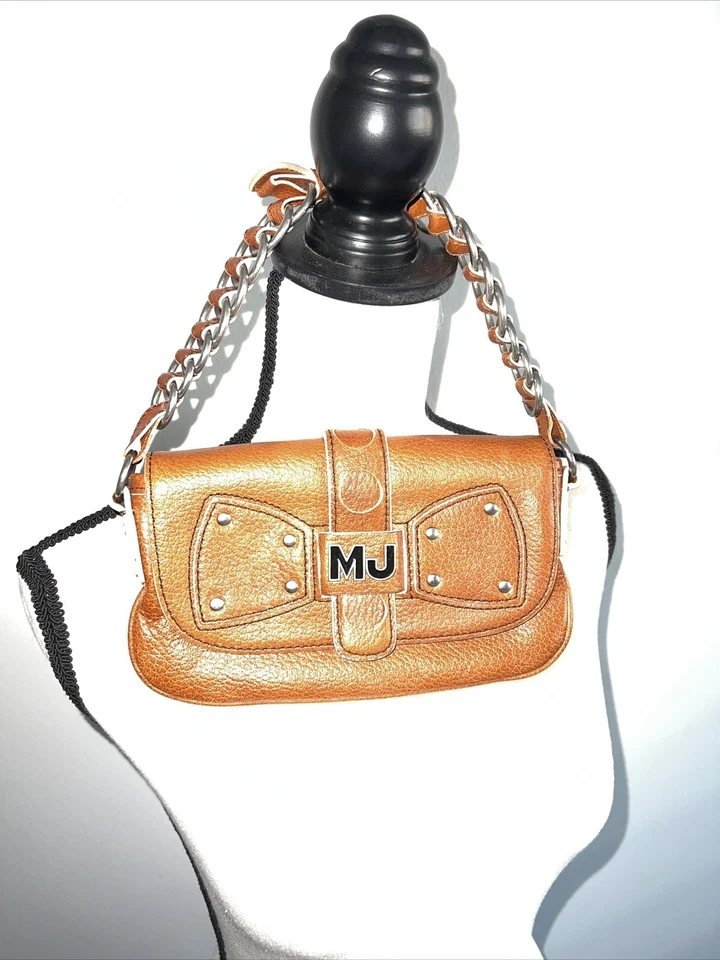 Marc Jacobs Mini Cuero Genuino Cadena Dorada Multi Bolsillo Arco Cartera/Bolso de Mano RARO Foto 3 de 4