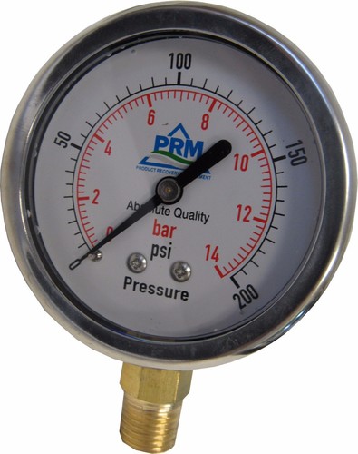 PRM Pressure Gauge 0-10 PSI, 2.5 SS Case, 1⁄4 Brass NPT Bottom