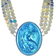 Kirks Folly Mystic Lorelei Mermaid Wild Freedom Necklace silvertone/ blue sphinx