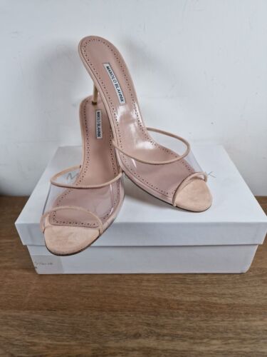 Manolo Blahnik Jadifa Clear Stiletto Mule Sandals Heels In Nude 43 UK 9 US 12 - Picture 4 of 5