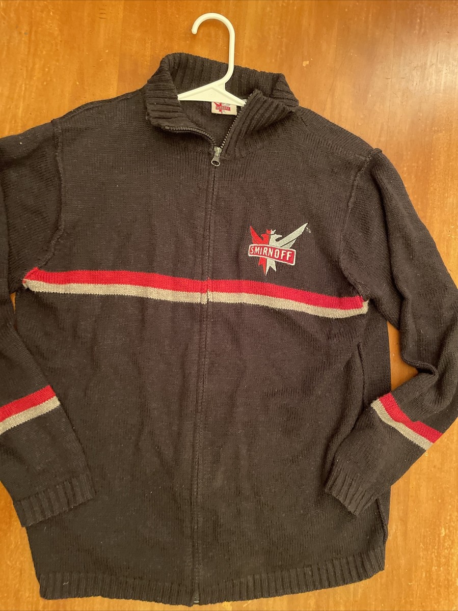 ジャケット・アウター smirnoff RARE Vintage SMIRNOFF Embroidered Full Zip Knit Wool Blend Sweater