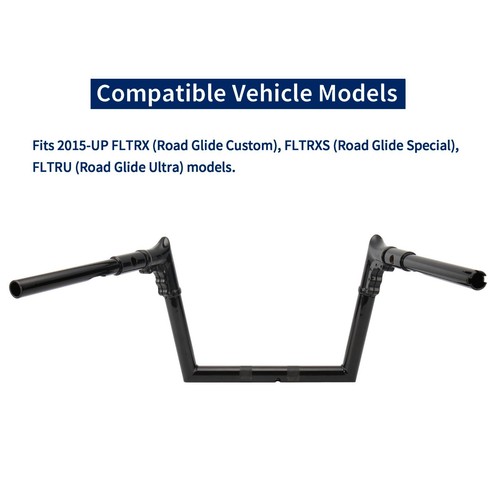 12" Road Glide Adjustable Ape Hanger Handlebar for 2015-up Harley FLTRX Black - Picture 4 of 19