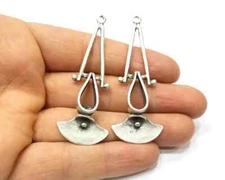 2 Dangle Charms Antique Silver Plated jewelry accessories (66x24mm)