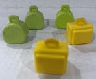 Fisher Price Little People Luggage Bag Suitcase Lot Airport Yellow Green Vintage