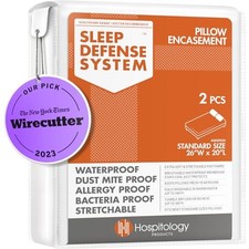 Pillow Encasement- Zippered Bed Bug Dust Mite Proof Standard Pack of 2 