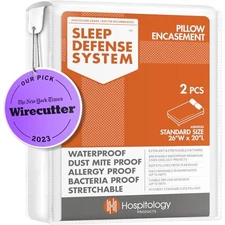  Pillow Encasement- Zippered Bed Bug Dust Mite Proof Standard (Pack of 2)