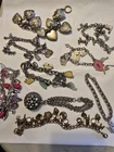vintage costume jewelry lot 9  Charm Style Bracelets Silvertone