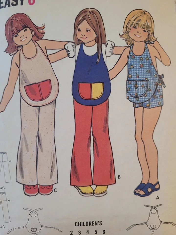 Vintage Sewing Pattern Butterick Easy 6 Childrens Apron Pants Shorts 6714 Size 4 - Image 3 of 3