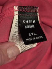 Size 4XL Pink Shein Curve Dress A Line Ruffle Short Sleeved Textured V Neck