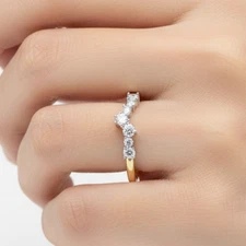 1/4 Ctw Lab Grown Diamond Curved Engagement Wedding Band Ring 14K Or 18K Gold