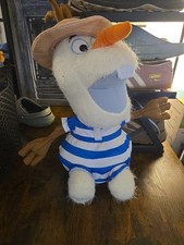Disney Frozen 15" Olaf Plush Stuffed Blue White Stripe Summer Musical
