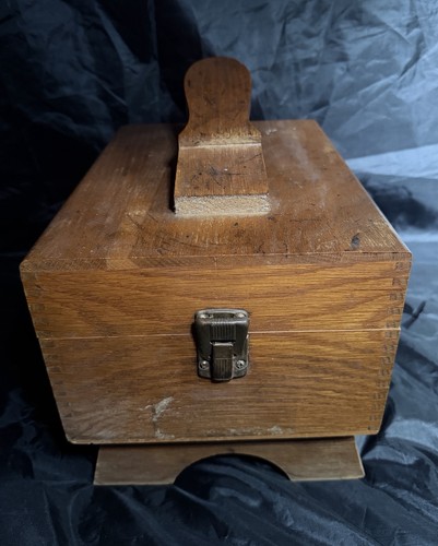 Vintage Shoe Shine Box Brown Wood With Brush Accessories