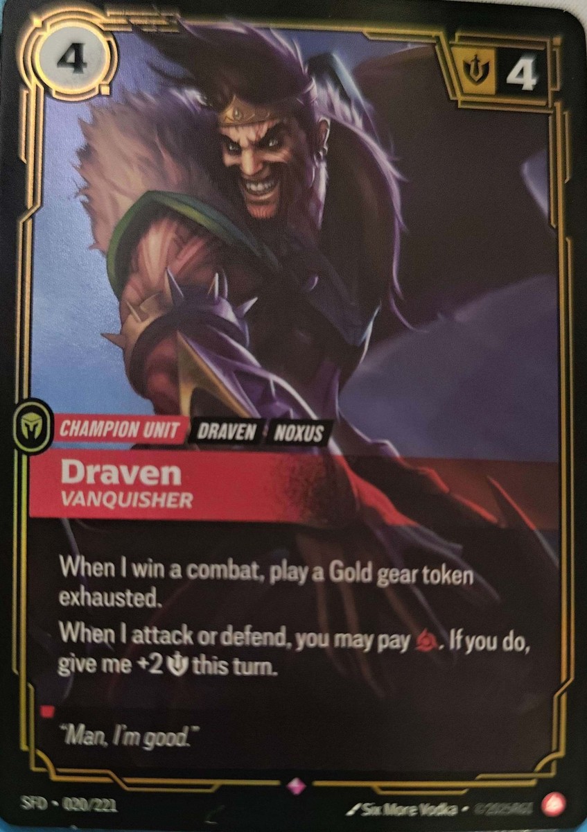 Draven Vanquisher 020/221 Riftbound TCG Spiritforged NM League of