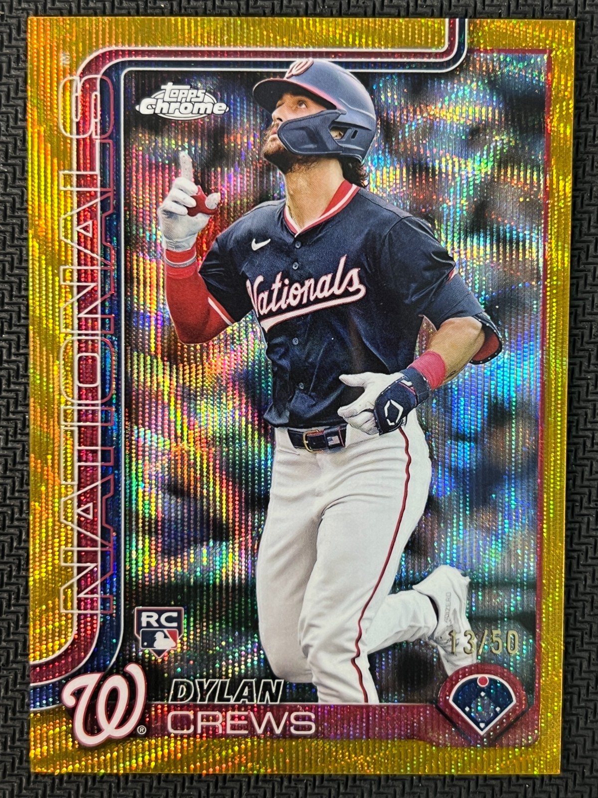 2025 Topps Chrome Gold Wave #146 Dylan Crews RC Rookie 13/50 Nationals