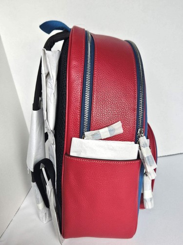 Coach Court Backpack CR768 Large Colorblock Blue Leather Zip ORG PKG - Picture 5 of 10