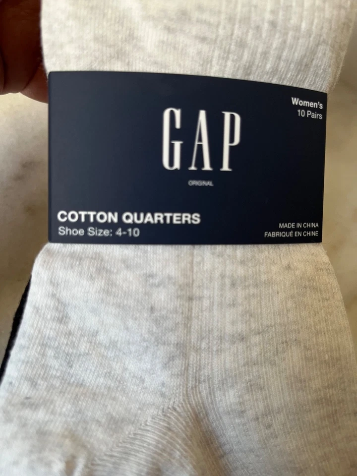 Calcetines cuartos de algodón GAP NUEVOS CON ETIQUETAS - 10 pares negros, grises, blancos Foto 3 de 4