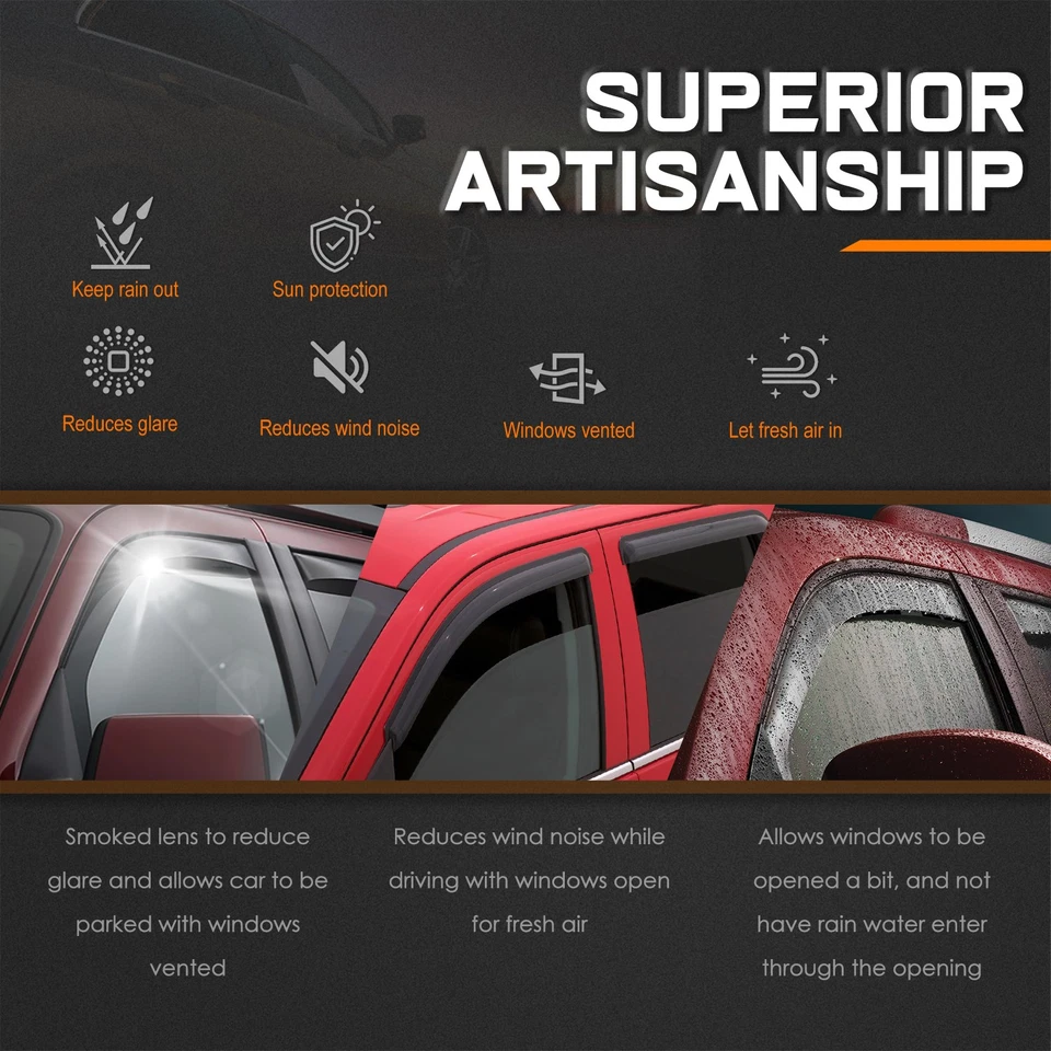 Para 02-08 Audi A4 S4 RS4 Cinta-on Ventana Viseras Sol Lluvia Deflector Sombra Foto 2 de 4