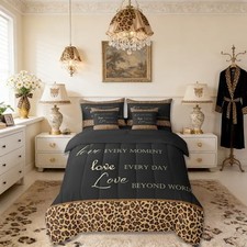 Leopard Print Kids Comforter Set 7 Piece Size,African Wild Twin Black Brown