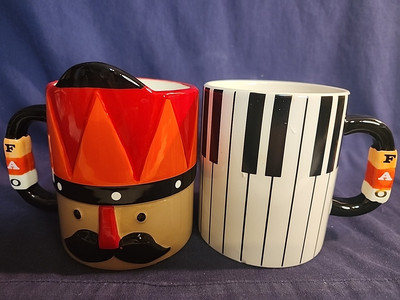 F-O-A Schwarz 20oz. 2018 Collectable Nutcracker & Piano Keys Mugs Lot of 2