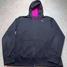 The North Face Womens Full Zip Hooded Sweatshirt Size Large Black Pink