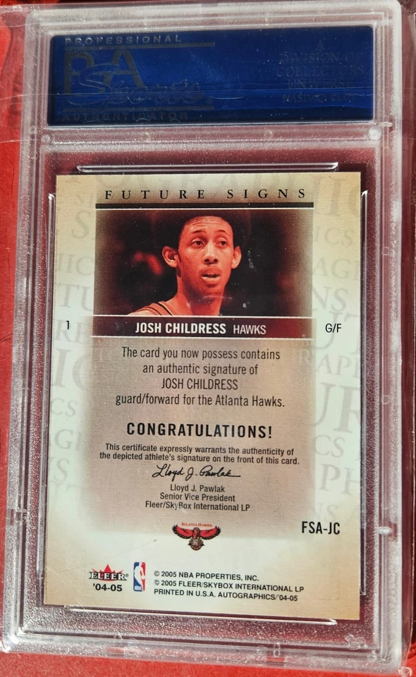 SkyBox Autographics Future Signs Josh Childress 2004 automático PSA Auth Corp Proof Foto 2 de 2
