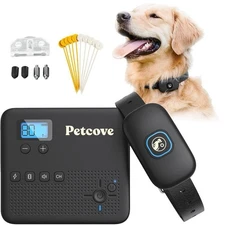 PetCove PawGuard Wireless Dog Fence System  Remote Training Collar - Black