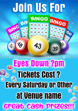Bingo Night Bespoke Any Text Prize Date Advert Poster Sign Notice Pub Club Event