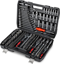 216 Pcs Mechanics Tool Set Sae Metric 12 14 38 Drive Socket Wrenchs Kit