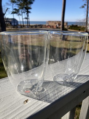 Bodum Mouth Blown Double Wall Glasses Made in Switzerland Set of 2 EUC