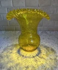 Blenko #390 Jonquil Crackle Glass 8” Vase, Cadmium Glow Mid-Century Modern Glass