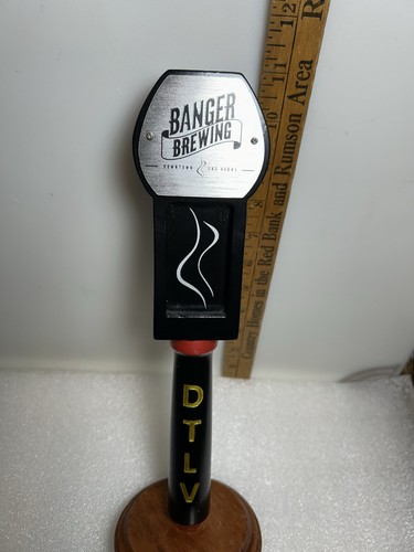 BANGER BREWING COMPANY DTLV Draft beer tap handle. LAS VEGAS, NEVADA. CLOSED