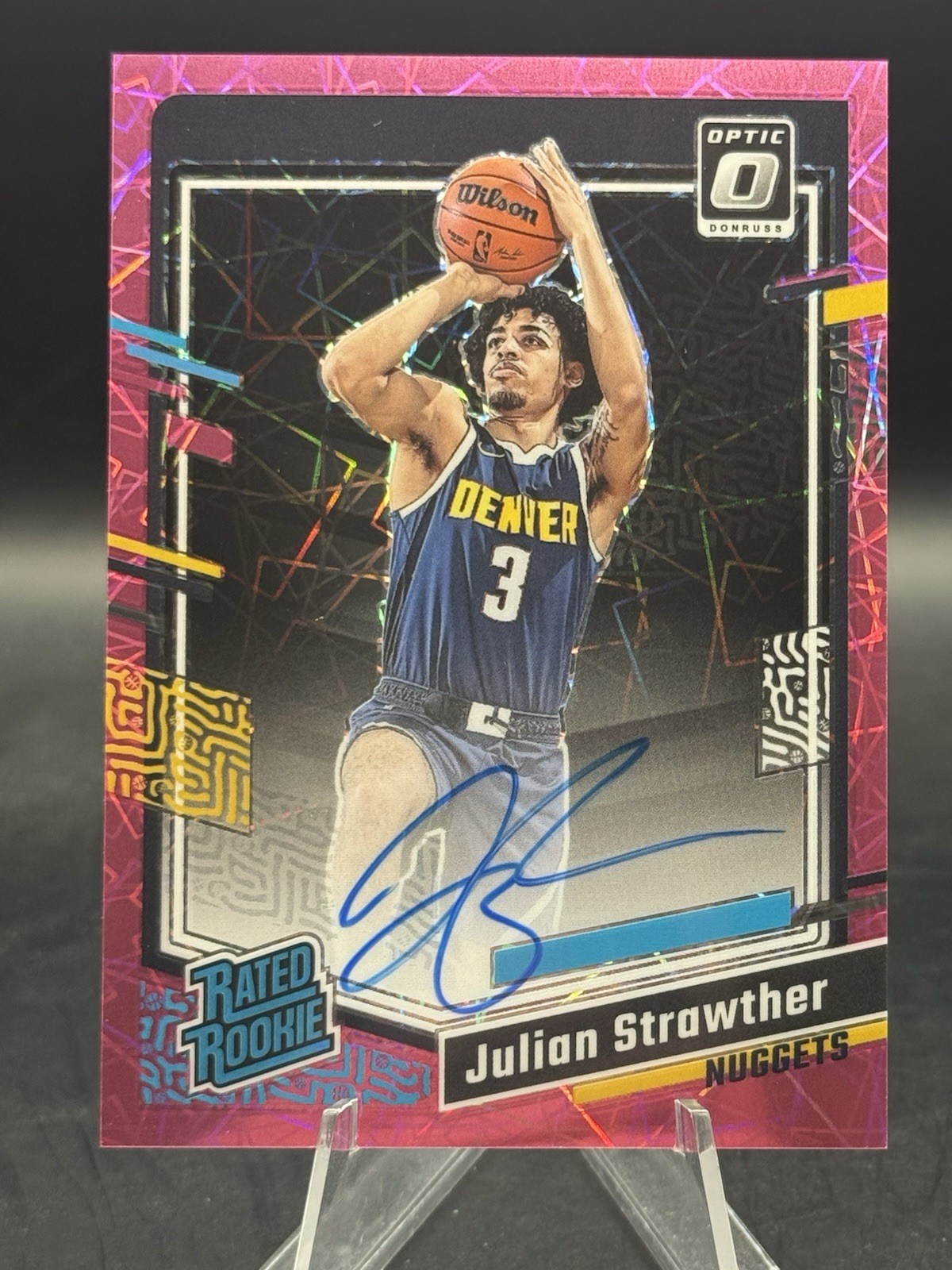 Julian Strawther 2023-24 Donruss Optic Rated Rookie Auto #283 Pink Velocity /79