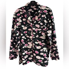 Victoria  s Secret Black Pink Lips Pajama Top Size M
