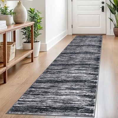 2x8 Black Navy Blue White Modern 2' x 8' (Runner) Black Navy Blue/White
