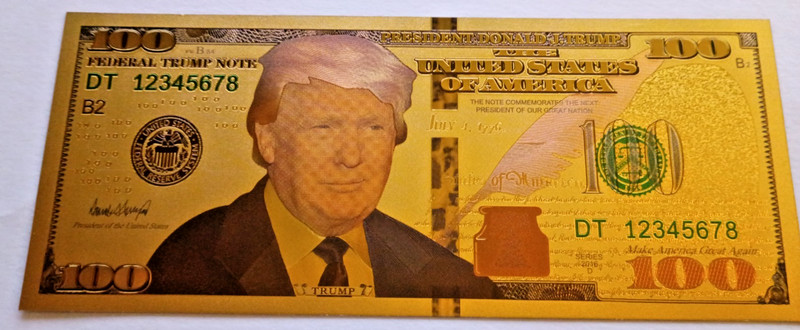 Donald Trump Gold $100 Bill Novelty Collectible 24K Gold Foil Note Souvenir