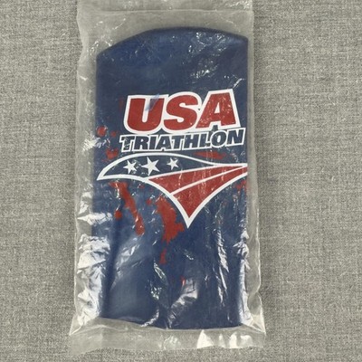 USA Triathlon TYR Swim Cap Navy Blue Red White Sports Gym Swimming Training