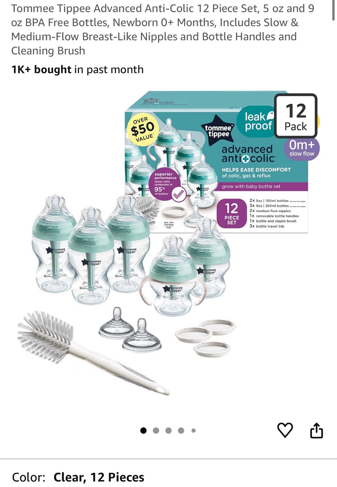 Tommee Tippee Advanced Anti-Colic 12 Piece Set, 5 oz and 9 o
