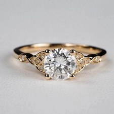 2Ct Round Cut Lab-Created Diamond Women's Engagement Ring 14k Yellow Gold Finish