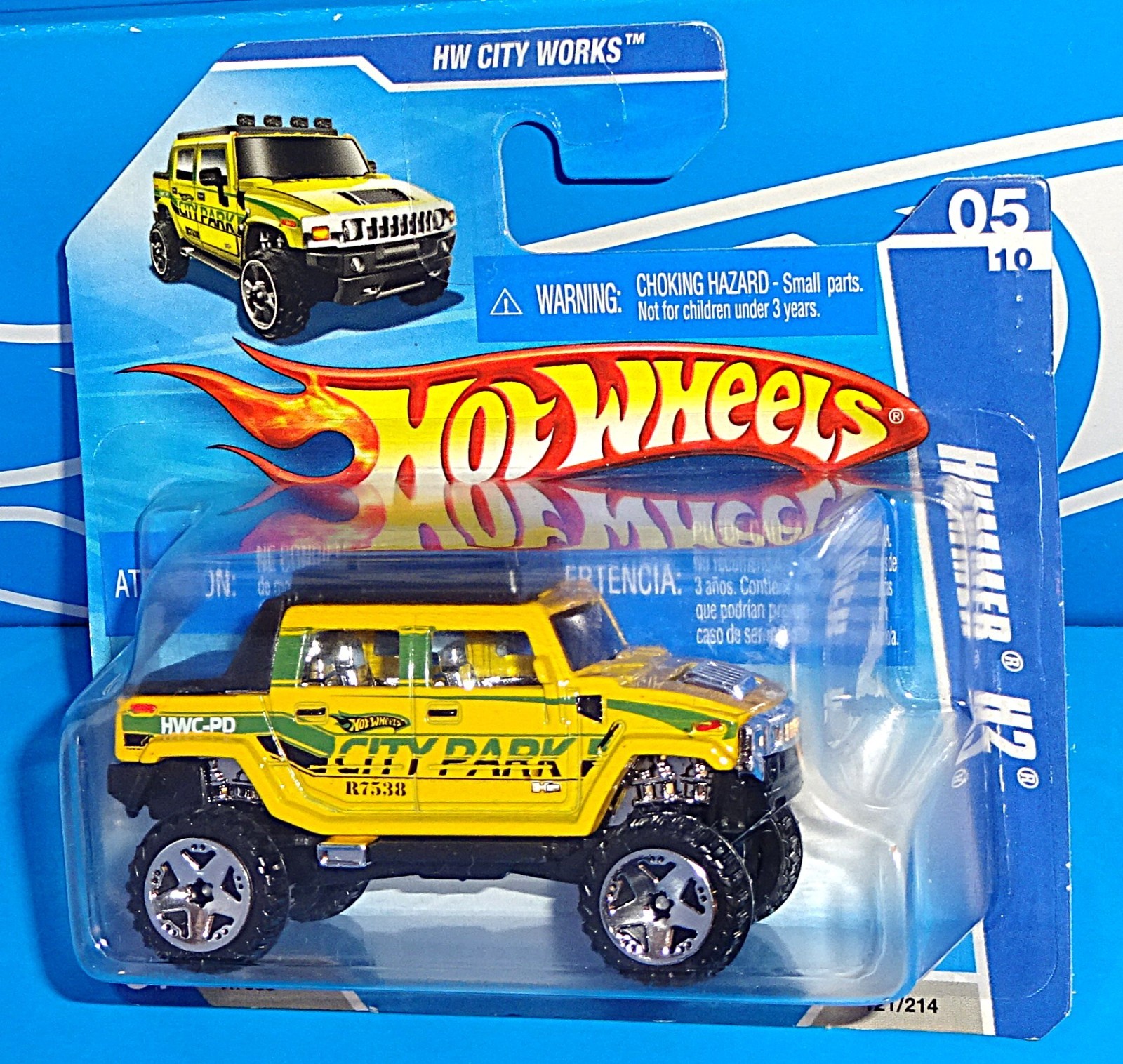 Hot Wheels 2010 Short Card HW City Works Series #121 Hummer H2 Yellow w/ OR5SPs