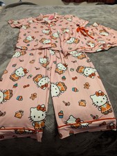 Hello Kitty 3-Piece Gingerbread Pajama Set In Pink Size L New With Tags