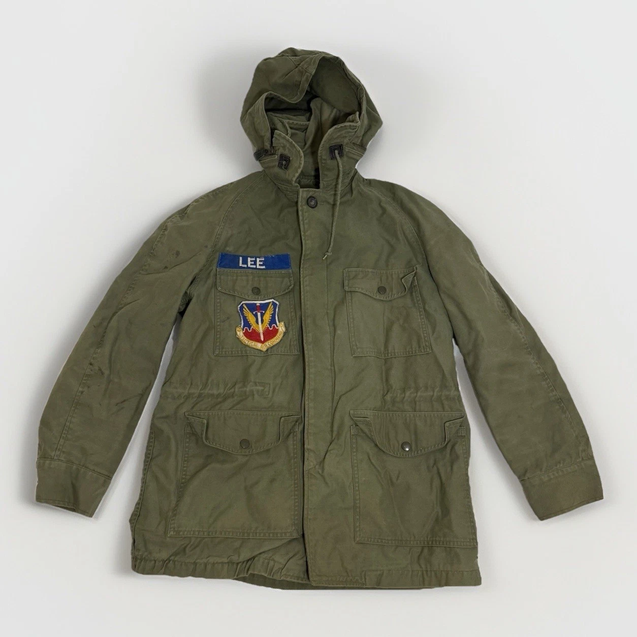 VTG 1966 US Air Force Field Jacket SMALL REG OG107 Wind Resistant Coat Patches