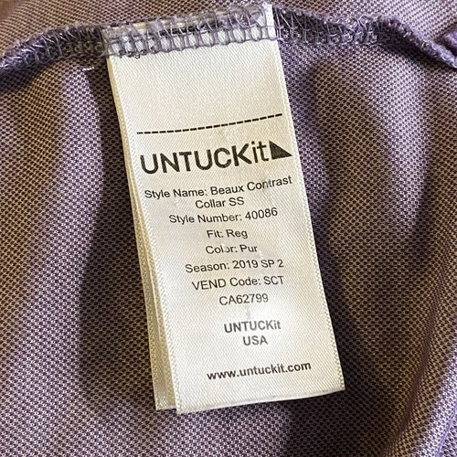 UNTUCKit Beaux Contrast Collar Polo Purple Short Sleeve Casual Men’s Size Large - Picture 6 of 11