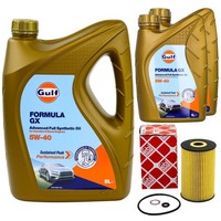 MotoröL Set Gulf Formula GX 5W-40 7 Liter + ÖLfilter FüR Hyundai Equus Centennia