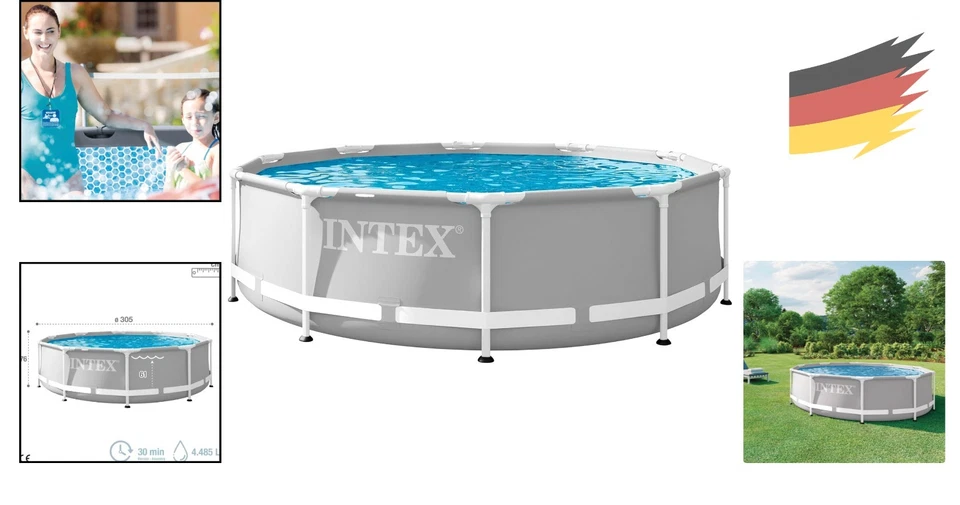 10Ft X 30In Prism Pool Stahl Pvc Polyester Rund Blau Wasserinhalt 4485L - Bild 2 von 4